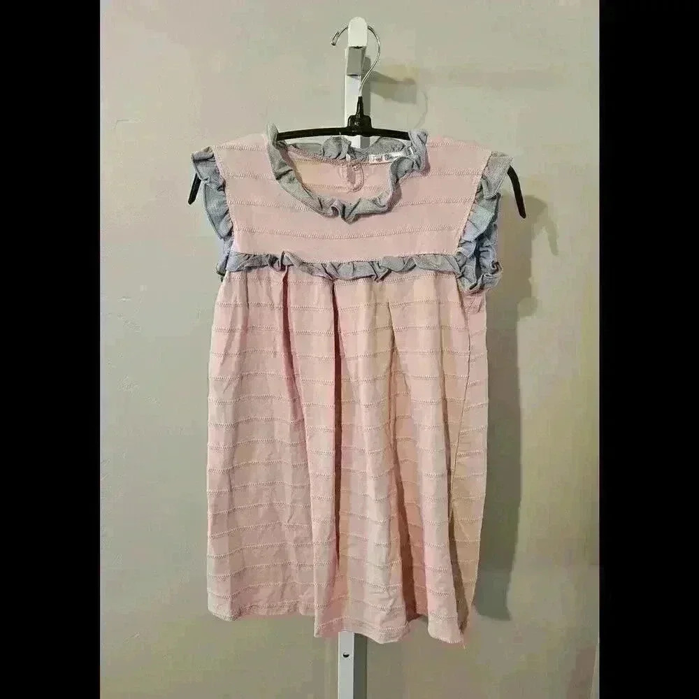 Cute Pink and Blue Ruffle Dress for Kids